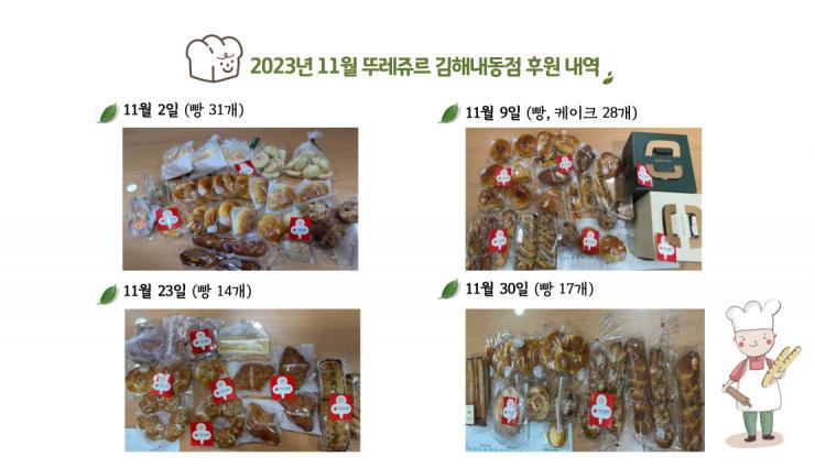 뚜레쥬르 김해내동점 빵 후원 참조 이미지