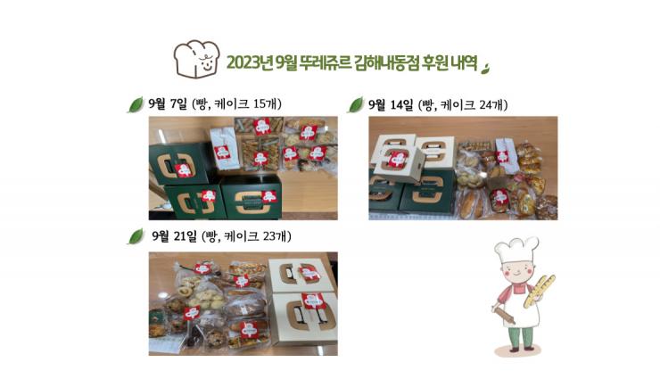 뚜레쥬르 김해내동점 물품(빵) 후원 참조 이미지